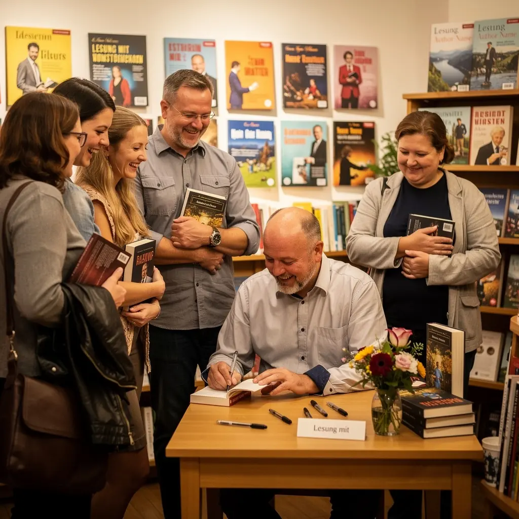 Regal voller sorgfältig ausgewählter Bücher in verschiedenen Genres.