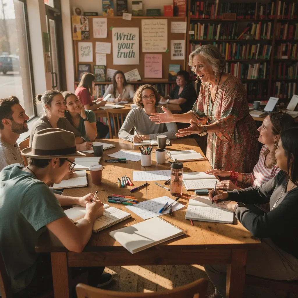Eine gemütliche Leseecke in der Buchhandlung mit bequemen Sesseln und Bücherregalen.