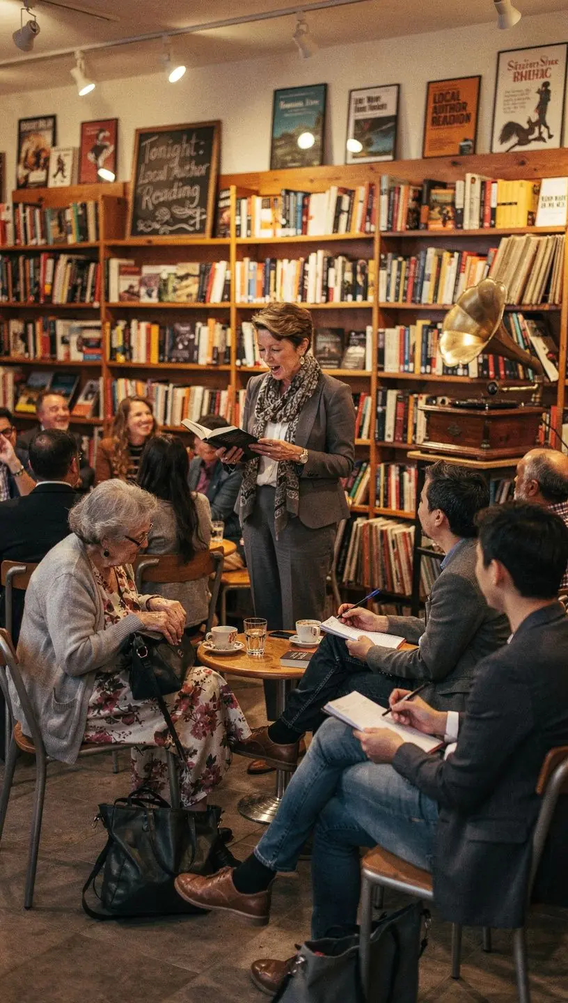 Regale voller sorgfältig ausgewählter Bücher in verschiedenen Genres.